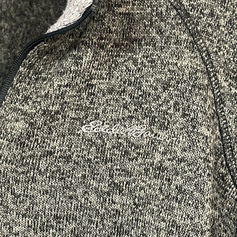 Eddie Bauer men's 1/4 zip gray/tan/black pullover sweater, inside fleece - TXL